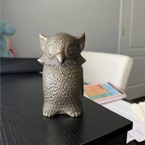 Vintage Bohemian Solid Brass Owl Coin Bank
